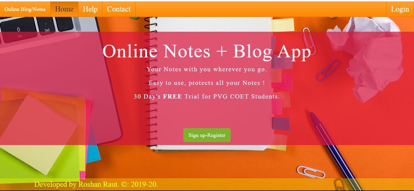 Online Notes and Blogging website